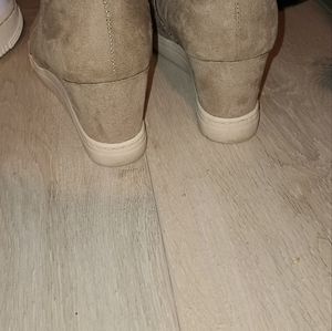 Wedge low top suede sneaker boot